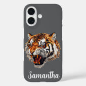 Tiger Snarling Faux Sequin Look Gepersonaliseerd Case-Mate iPhone Case (Achterkant)