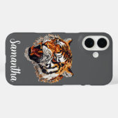 Tiger Snarling Faux Sequin Look Gepersonaliseerd Case-Mate iPhone Case (Achterkant (horizontaal))