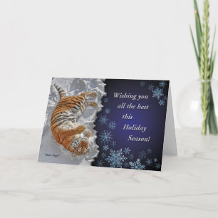Tiger "Snow Angel" alle Faiths Holiday Card Feestdagen Kaart