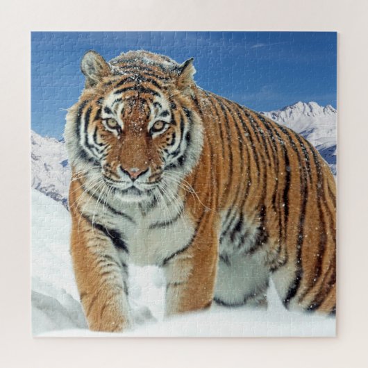 Tiger Snow Mountains Animal Trendy Foto Legpuzzel (Horizontaal)