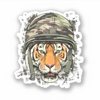 Tiger Soldier Veteran Army Tiger Safari Animal Lov Sticker