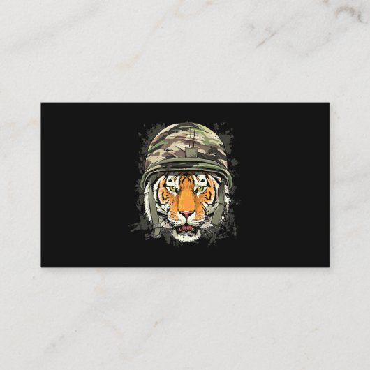 Tiger Soldier Veteran Army Tiger Safari Animal Lov Visitekaartje (Voorkant)