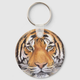 "Tiger Spot" op White, Waterverf Art Sleutelhanger