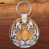 "Tiger Spot" op White, Waterverf Art Sleutelhanger (Voorkant)