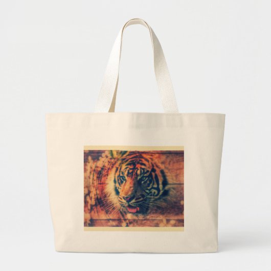 Tiger Spring Faux Wood Grunge Grote Tote Bag (Voorkant)