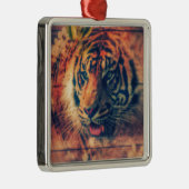 Tiger Spring Faux Wood Grunge Metalen Ornament (Rechts)
