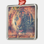 Tiger Spring Faux Wood Grunge Metalen Ornament (Links)