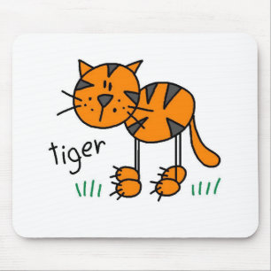 Tiger Stick Figuur Mousepad Muismat
