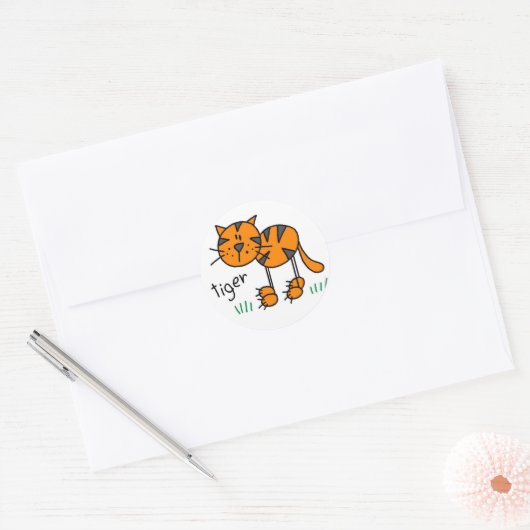 Tiger Stick Figuur Stickers Sticker (Envelop)