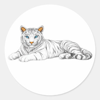 tiger sticker. Bright burning eyes are watching  Ronde Sticker