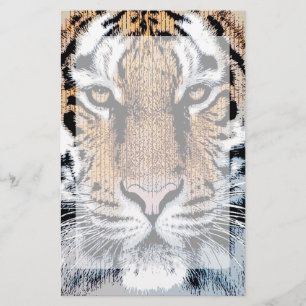 Tiger streept portret in de Grafische Stijl van de Briefpapier