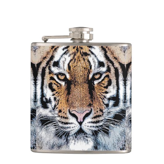 Tiger streept portret in de Grafische Stijl van de Heupfles (Voorkant)