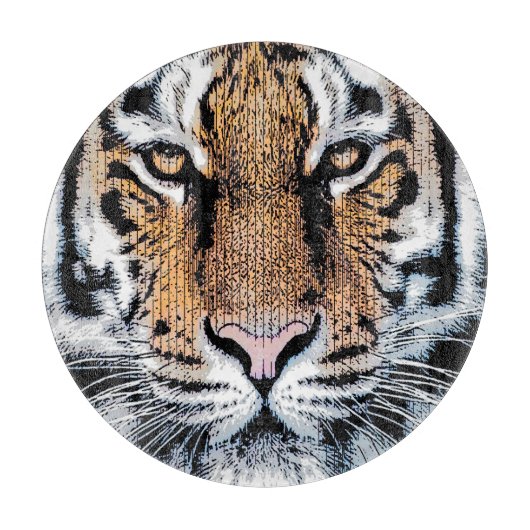 Tiger streept portret in de Grafische Stijl van de Snijplank (Voorkant)