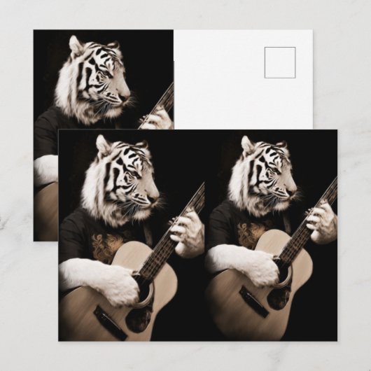 Tiger Strings – Elegant Musical Art Briefkaart (Voorkant / Achterkant)