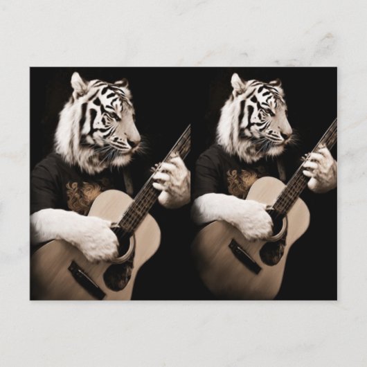 Tiger Strings – Elegant Musical Art Briefkaart (Voorkant)