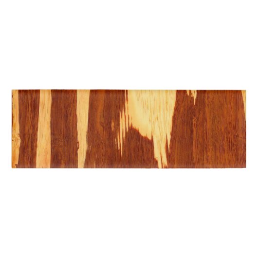 Tiger Stripe Bamboo Wood Grain Kijk uit Naambadge (Voorkant)