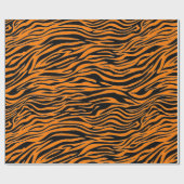 TIGER STRIPE BLACK EN ORANJE verpakkingspapier Cadeaupapier (Vlak)