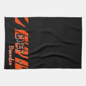 Tiger Stripe Black Orange Football Design Theedoek (Horizontaal)