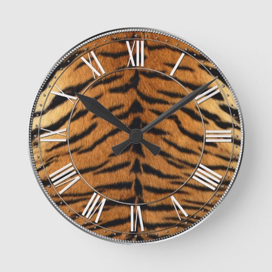 Tiger Stripe Fur Print Ronde Klok (Voorkant)