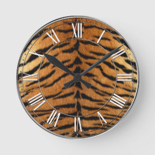 Tiger Stripe Fur Print Ronde Klok