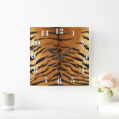 Tiger Stripe Fur Print Vierkante Klok (Huis)