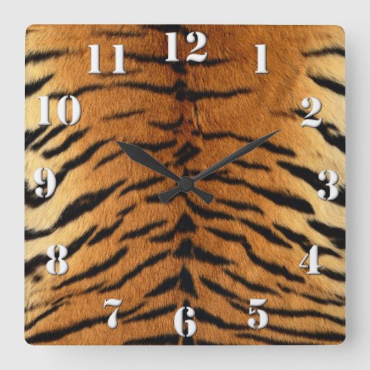 Tiger Stripe Fur Print Vierkante Klok (Voorkant)