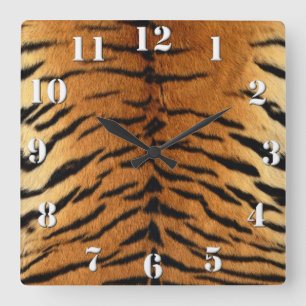 Tiger Stripe Fur Print Vierkante Klok