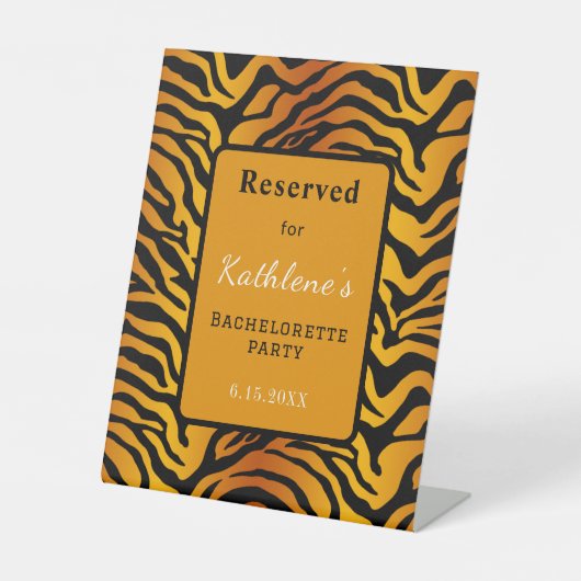 Tiger stripe gereserveerd teken reclamebord met voetstuk (Voorkant)