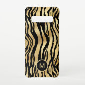 Tiger Stripe Pattern Monogram Initiaal Gold Black Samsung Galaxy Hoesje (Achterkant)