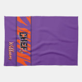 Tiger Stripe Purple Orange Football Design Theedoek (Horizontaal)