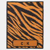 Tiger Stripe Skin Print Initiaal Monogram | Fleece Deken (Voorkant)