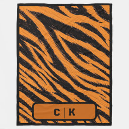 Tiger Stripe Skin Print Initiaal Monogram | Fleece Deken