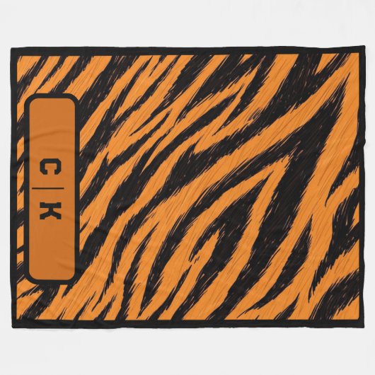 Tiger Stripe Skin Print Initiaal Monogram | Fleece Deken (Voorkant (Horizontaal))