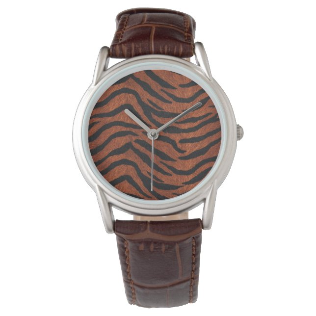Tiger Stripe Wild Pattern Horloge (Voorkant)