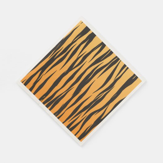 Tiger Stripe Zwart Goud Trouwdier Print Party Servet (Hoek)