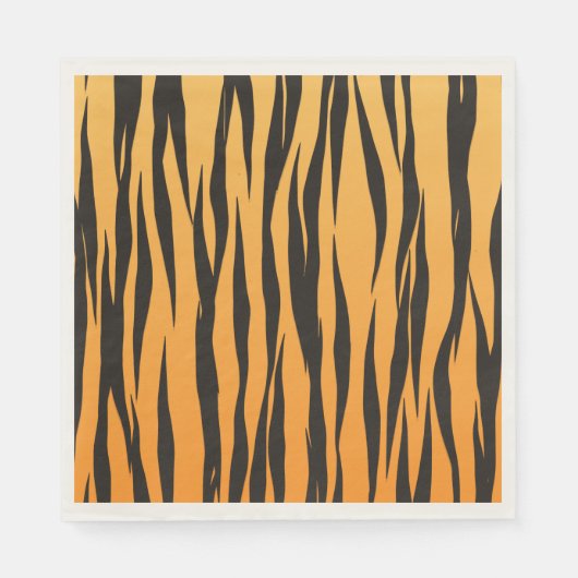 Tiger Stripe Zwart Goud Trouwdier Print Party Servet (Voorkant)