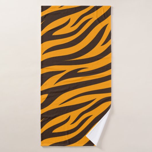 Tiger Stripe zwart Sinaasappel Wild Animal huidpat Badhanddoek (Badhanddoek)