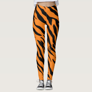 Tiger Stripe zwart Sinaasappel Wild Animal huidpat Leggings