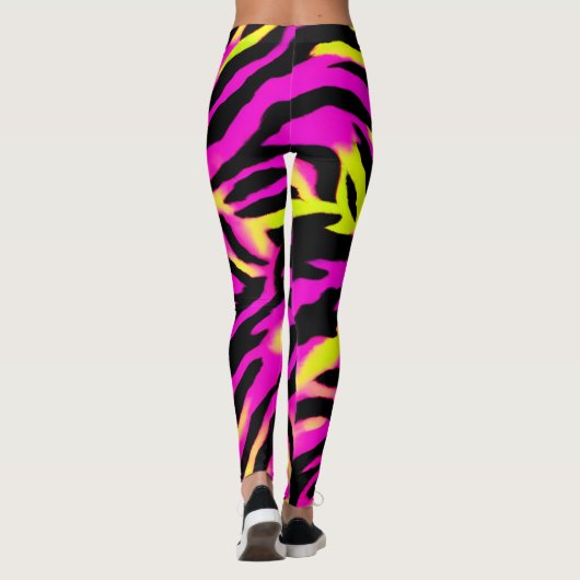 Tiger Stripe zwart Sinaasappel Wild Animal huidpat Leggings (Achterkant)