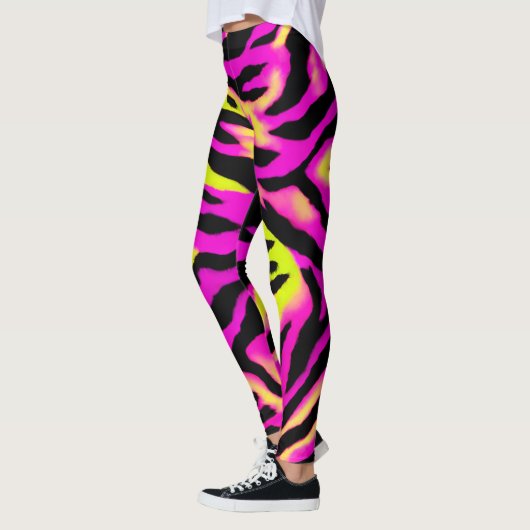 Tiger Stripe zwart Sinaasappel Wild Animal huidpat Leggings (Links)
