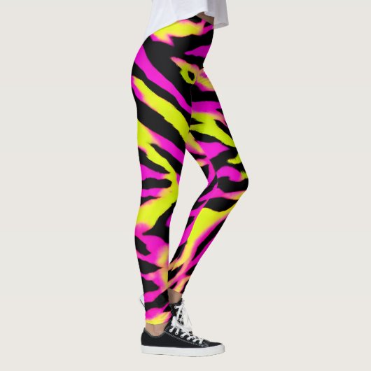 Tiger Stripe zwart Sinaasappel Wild Animal huidpat Leggings (Rechts)