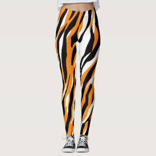 Tiger Stripe zwart Sinaasappel Wild Animal huidpat Leggings