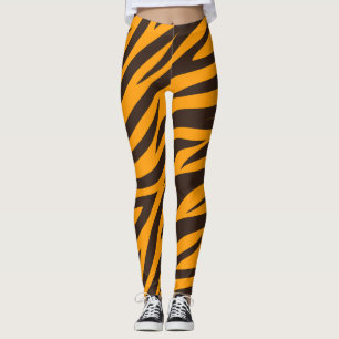 Tiger Stripe zwart Sinaasappel Wild Animal huidpat Leggings