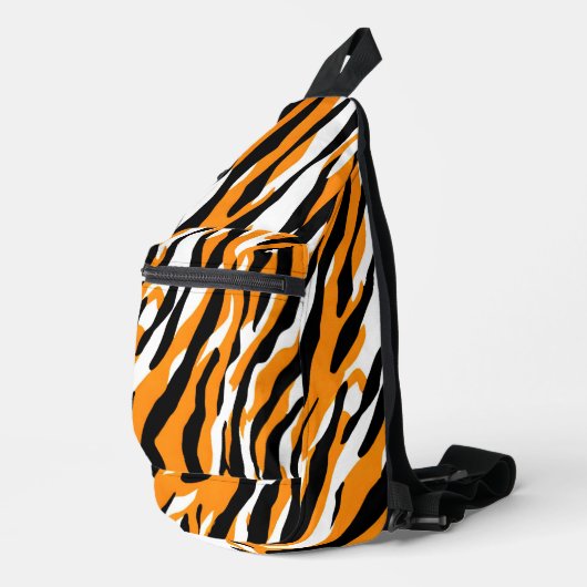 Tiger Stripe zwart Sinaasappel Wild Animal huidpat Sling Bag (Rechterhoek)