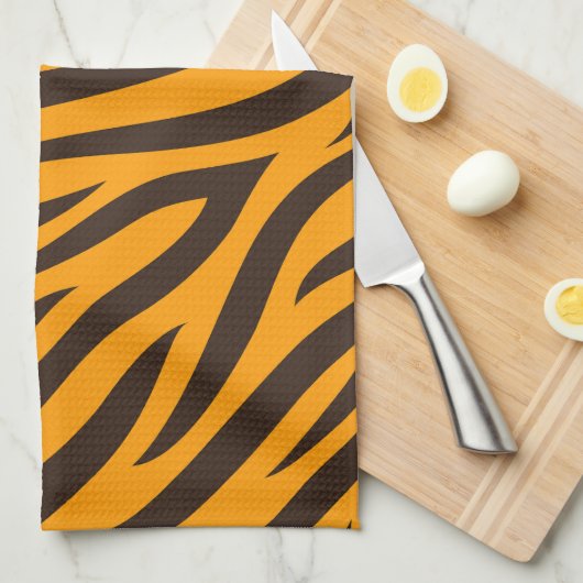 Tiger Stripe zwart Sinaasappel Wild Animal huidpat Theedoek (Quarter Fold)