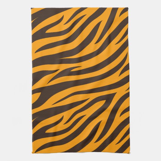 Tiger Stripe zwart Sinaasappel Wild Animal huidpat Theedoek (Verticaal)