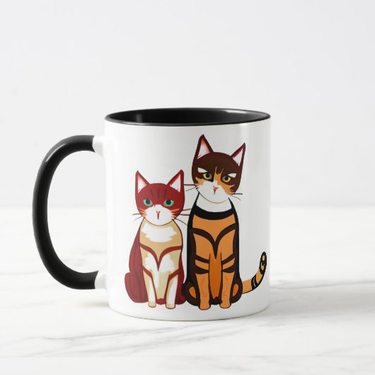 Tiger Striped Cat en Ginger Kitten Mok (Links)
