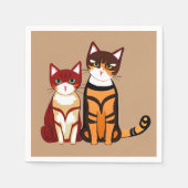 Tiger Striped Cat en Ginger Kitten Servet (Voorkant)