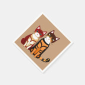 Tiger Striped Cat en Ginger Kitten Servet (Hoek)
