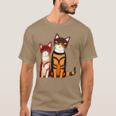 Tiger Striped Cat en Ginger Kitten T-shirt (Voorkant)